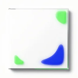 1 : 1 album style artwork, clean, minimal design, gloss, shapes, mirrors edge, minimal sci - fi, white, blue, electric green