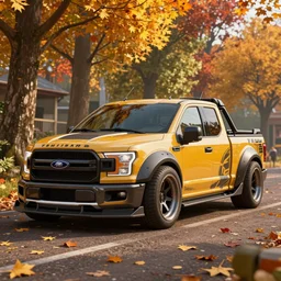 ford f 1 5 0 custom car customized with wide body kit, design 3 dmax vray maya pixar unreal 5, hyperrealistic, octane render, dynamic lighting, intricate detail, harvest fall vibrancy, cinematic beeple, by thomas kinkade global illumination ray tracing hdr, art gta 5 cover, official fanart behance hd artstation by jesper ejsing, by rhads, ma