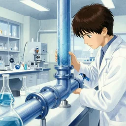 goro fujita ilustration a science laboratory, ending is beginning iteration of the water pipe painting by goro fujita, sharp focus, highly detailed, artstation