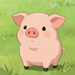 a cute little pig. character design by hayao miyazaki