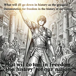 i am happy to join with you today in what will go down in history as the greatest demonstration for freedom in the history of our nation., ultrafine detailed illustration by kim jung gi, intricate linework, sharp focus, octopath traveler, final fantasy, unreal engine highly rendered, global illumination, radiant light, intricate environment