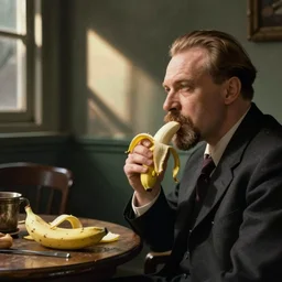 the proletariat looks at lenin eating a banana