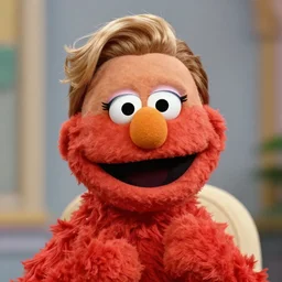 scarlett johansson as a seasame street puppet