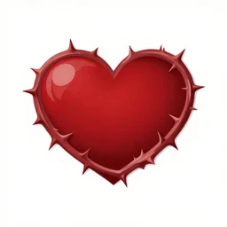 crimson heart with many thorns, vector logo on white background