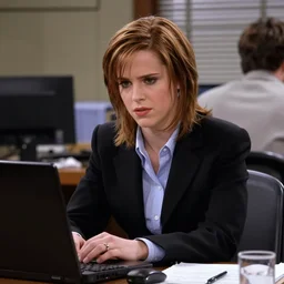 screenshot from the office (2002) emma watson with micheal scott