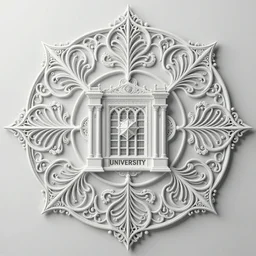 symmetry! science university, intricate filigree, elegant, highly detailed, concept art, smooth, sharp focus, lineart, illustration, 3 d occlusion, thinline with black on white on gray, 8 k