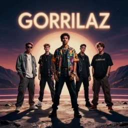 gorrilaz music band retrowave