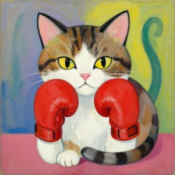 a beautiful painting a boxing cat, by murakami takashi henri matisse painting, illustration style