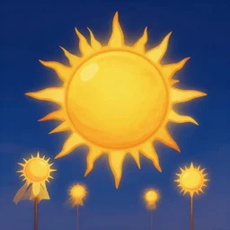 parade of suns on the night sky