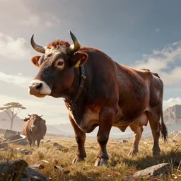 a cow machine from horizon zero dawn, hdr fanart, arstation, 8 k, cinematic