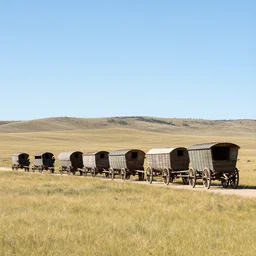 a wagon train of eight wagons, western