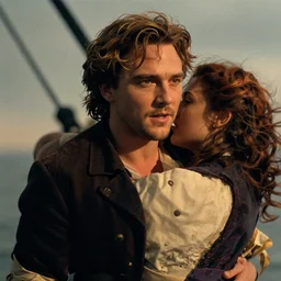 film still close - up shot of chris pratt as the ship from the movie titanic. photographic, photography