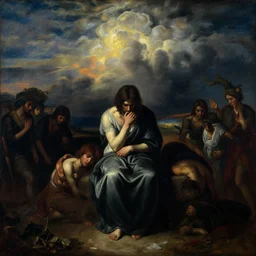 the last day on earth, neoclassical painting, dramatic, symmetrical, colorfull, sad, drama, masterwork