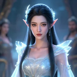 a beautiful lucy liu elven princess, stuning 3 d render, masterpiece, glowing aura, by donato giancola and greg rutkowski and wayne barlow and zdzisław beksinski, realistic face