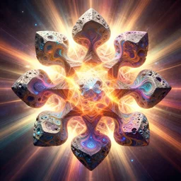 voronoi engine laboratory 3 d volume kaleidoscope mandala fractal chakra digital multicolor stylized concept substance liquid nebula stone, a spectacular view cinematic rays of sunlight comic book illustration, by john kirby radiating a glowing aura global illumination ray tracing hdr depth fog overlay multiply photoshop layer