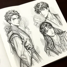 sketchbook pages characters coming out, magnificent, close up, details, sharp focus, elegant, highly detailed, illustration, by jordan grimmer and greg rutkowski, intricate, beautiful, trending artstation, pixiv, digital art