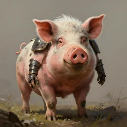 a detailed portrait of a post - apocalyptic warrior pig, by justin gerard and greg rutkowski, digital art, realistic painting, dnd, character design, trending on artstation