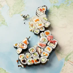 map of finland made of sushi