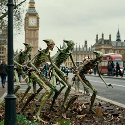 realistic triffids attacking london cinematic 3 5 mm hdr
