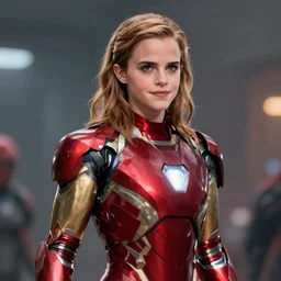 Emma Watson as Iron Man, cinematic lighting, highly detailed, digital painting, Artstation