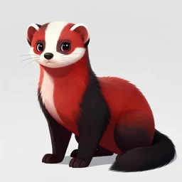 red - and - black weasel / stoat fursona ( furry fandom ), neo - noir setting, detective fiction art tone, small brush strokes, black pen outlines and detailing