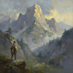 skyrim mountains art by thomas kinkade