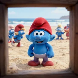 a frame from the hollywood blockbuster film the smurfes invade normandy action scene omaha beach close up color frame