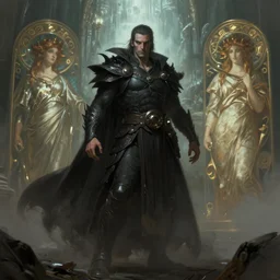 the most powerful man in the world, fantasy, cinematic, stunning, highly detailed, digital painting, artstation, soft focus, ominous lighting, evil colors, full body shot, illustration, art by artgerm and greg rutkowski and alphonse mucha