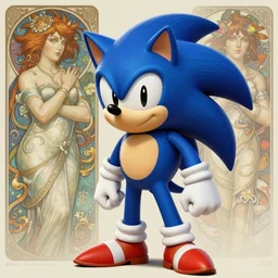 Sonic the Hedgehog, highly detailed, digital painting, artstation, concept art, smooth, sharp focus, illustration, art by Krenz Cushart and Artem Demura and alphonse mucha