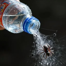 a water bottle!!!! spilling out spiders, close up photograph 1 9 4 4, intense and dramatic