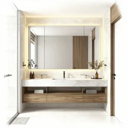 detailed drawing of a modern master bathroom golden ratio, symmetrical, award winning, designer, architect, engineer, technical