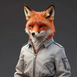 hyperdetailed anthropomorphic fox wearing a pale gray flight jacket, concept art, unreal engine, digital painting, vivid colors, vibrant colors, sharp focus illustration, artstation hq. intricate, elegant, medium shot, art by lisa frank