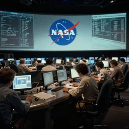 1970s NASA mission control, realistic lighting, concept art, moody ambient lighting