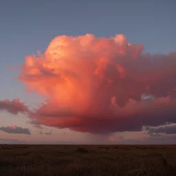 a big red voluminous cloud, beautiful scenery, sun dawn, wild,