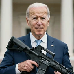ultra realistic photo of joe biden holding an ar - 1 5, film, perfect face,