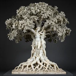a stunning hyperdetailed tree made of beautiful human bodies with intricate roots of white marble sculpted by canova