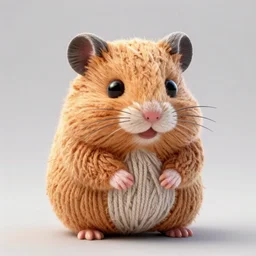 3d render of a hamster made out of yarn, 4k