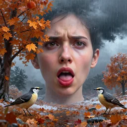 🤬🤐🫂🫀🍁🍂❄🌧⛈🦝, hyper detailed, masterpiece, artstation, advanced lighting technology, stylized yet realistic surrealism, 4 k wallpaper