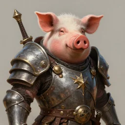 a detailed portrait of a pig warrior dressed with a post - apocaliptyc armor, by justin gerard and greg rutkowski, digital art, realistic painting, dnd, character design, trending on artstation