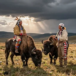 of Native American hunting a buffalo Jim Mahfood and Peter max