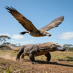 Flying komodo chasing Steve Irwin,HDR