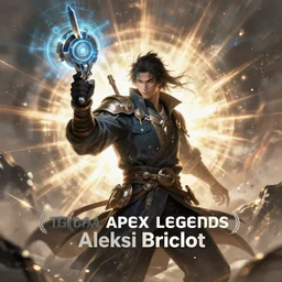 A sorcerer wielding a futuristic weapon, digital apex legends illustration portrait, gorgeous lighting, wide angle action dynamic portrait, perspective shot, art by Aleksi Briclot,