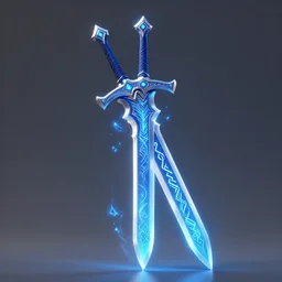 blue magical sword with floating runes, concept art trending on artstation, unreal engine render 4 k