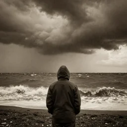 unclad against the storm, sepia