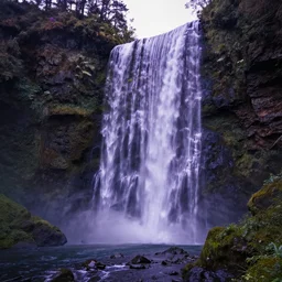 purple fjord waterfall, highly detailed, 4k, HDR, award-winning, octane render