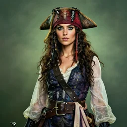 a swashbuckling girl pirate portrait in national geographic, her clothing is sheer and futuristic