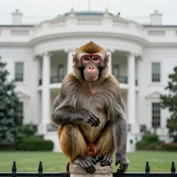 a monkey in the white house, high quality image