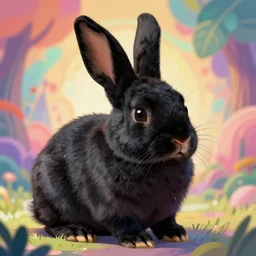 cute black rabbit portrait, colorful background, fantasy art, concept, art, computer art, high detail, 4 k