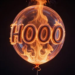 extreme detail expressed in a picture of a balloon made out of iron on fire