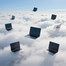 heaven, clouds, computers everywhere in the clouds